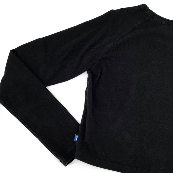 Adidas Women's Black White Long Sleeve Crew Neck Crop Top Size Large - Picture 11 of 12